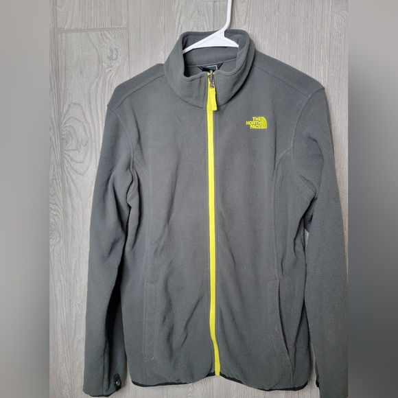 The North Face Boy Gray Fleece Jacket with Yellow Accents - Picture 1 of 8